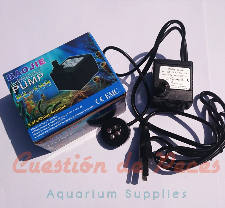 Bomba Sumergible 5W 250 l-h 60cm c luz led Fuentes Peceras - Imagen 3