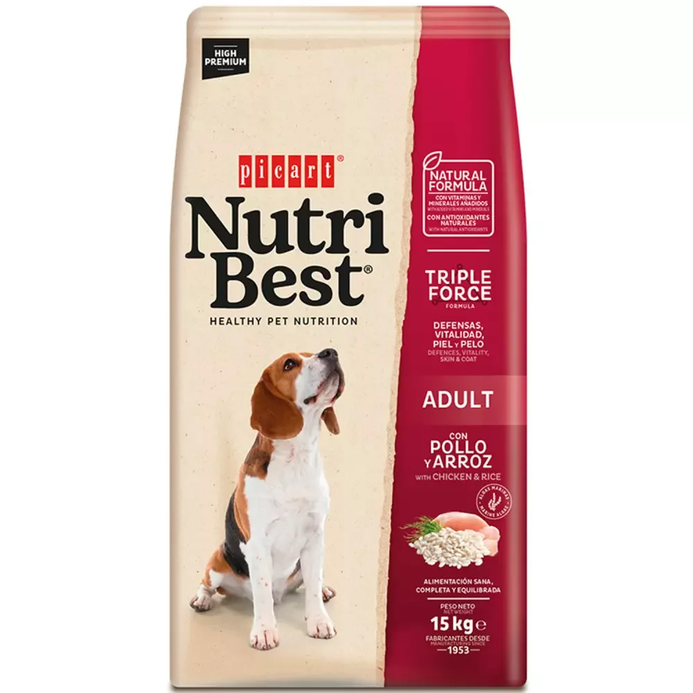Picart – Nutribest adult chicken & rice – Pienso para perros adultos sabor pollo y arroz